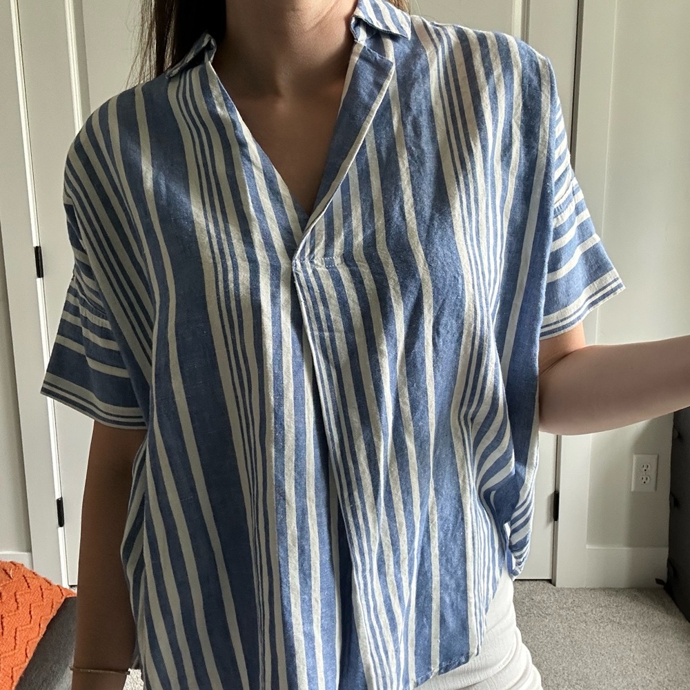 Madewell Blue and White Striped Button Down Shirt